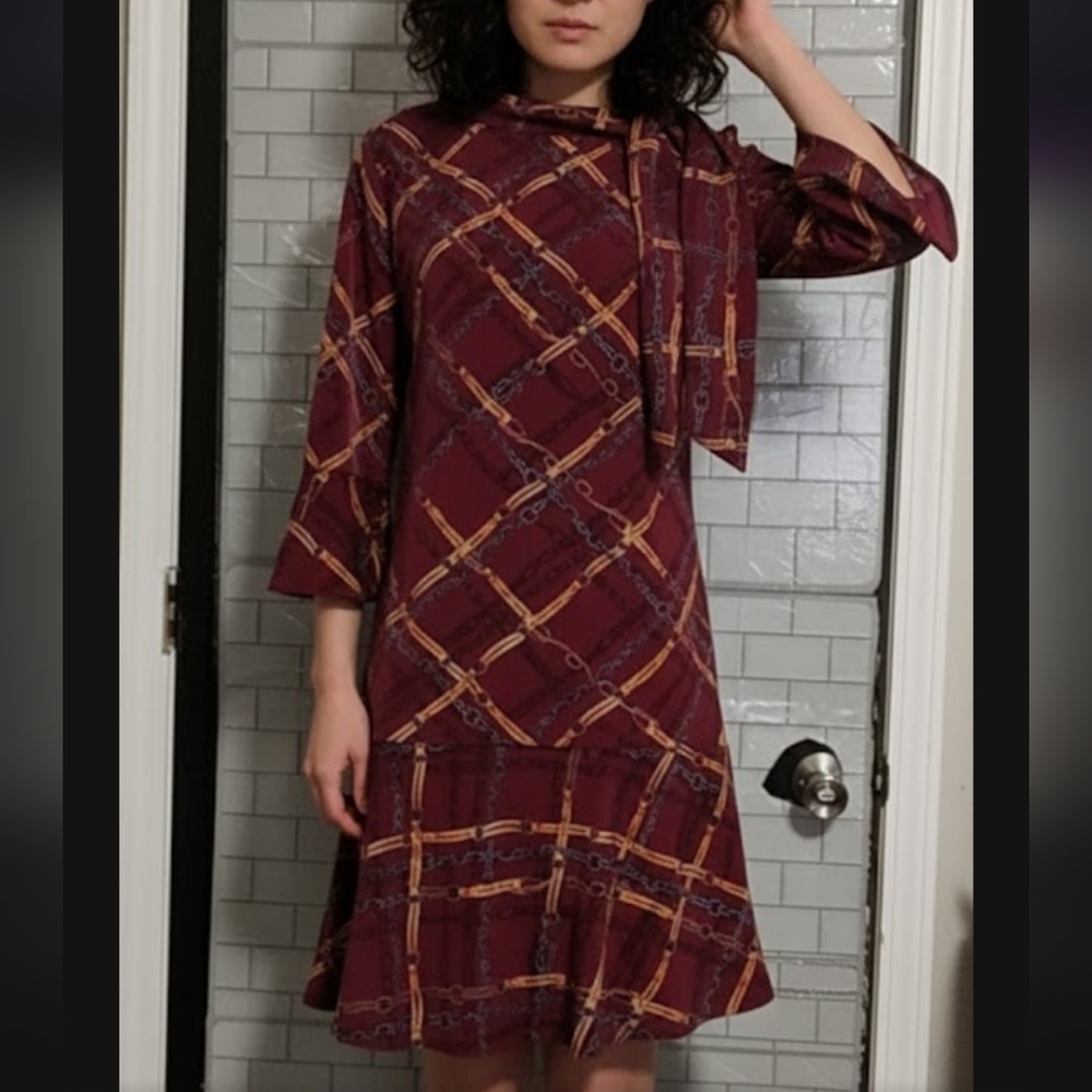 Karl Lagerfeld equestrian  Chain print dress Sz 12